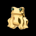 Prong-Set Emerald Green Gem Frog Threadless Earring / Nosering – 24Kt Gold PVD Titanium