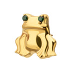 Prong-Set Emerald Green Gem Frog Threadless Earring / Nosering – 24Kt Gold PVD Titanium