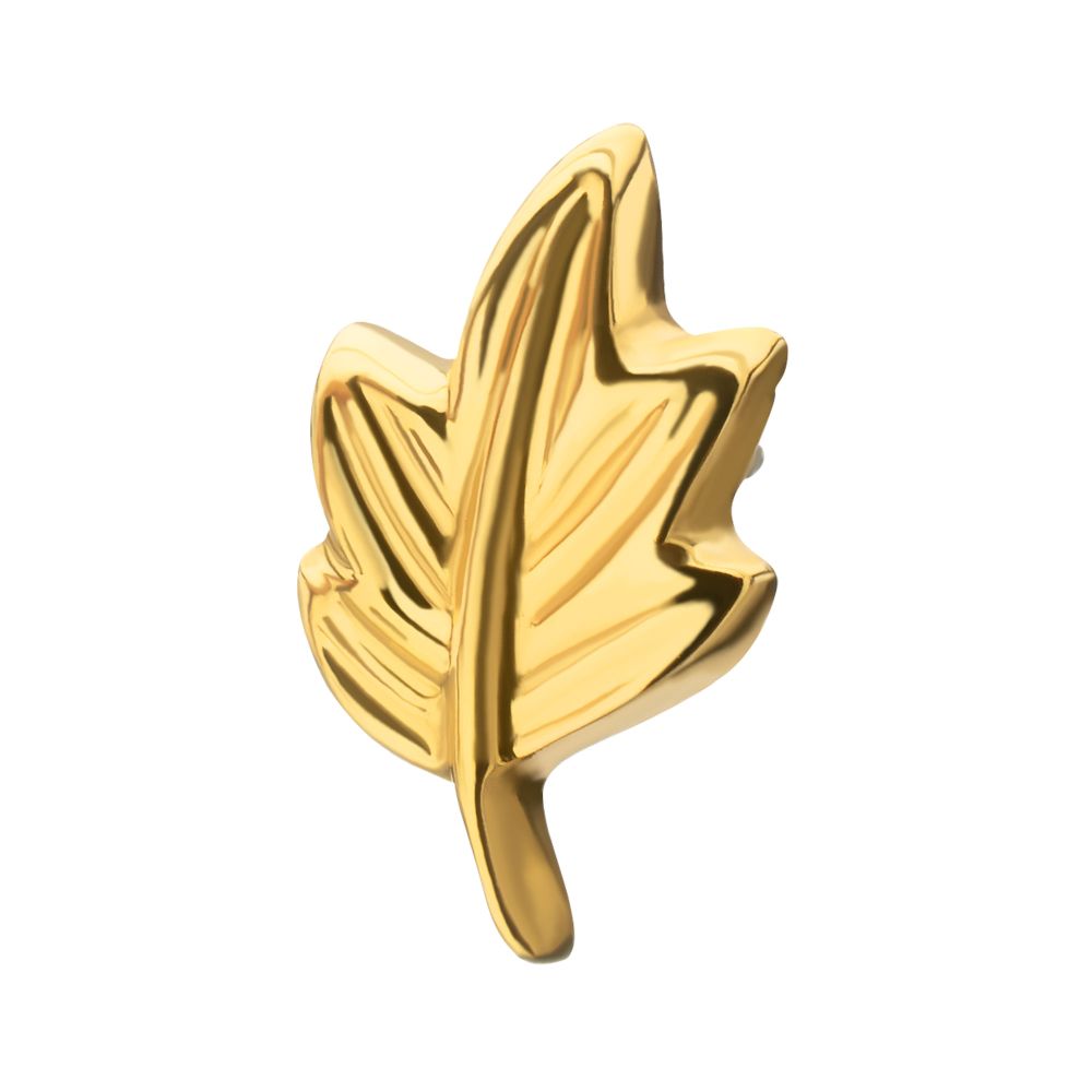 Leaf Threadless Earring / Nosering – 24Kt Gold PVD Titanium