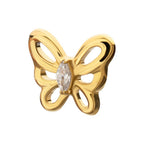 Marquise Gem Cut Out Flutter Butterfly Threadless Earring / Nosering Top – 24Kt Gold PVD Titanium