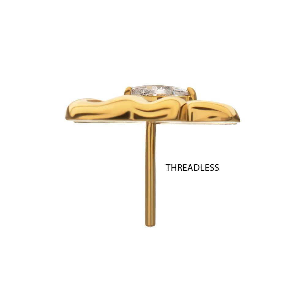 Marquise Gem Cut Out Flutter Butterfly Threadless Earring / Nosering Top – 24Kt Gold PVD Titanium