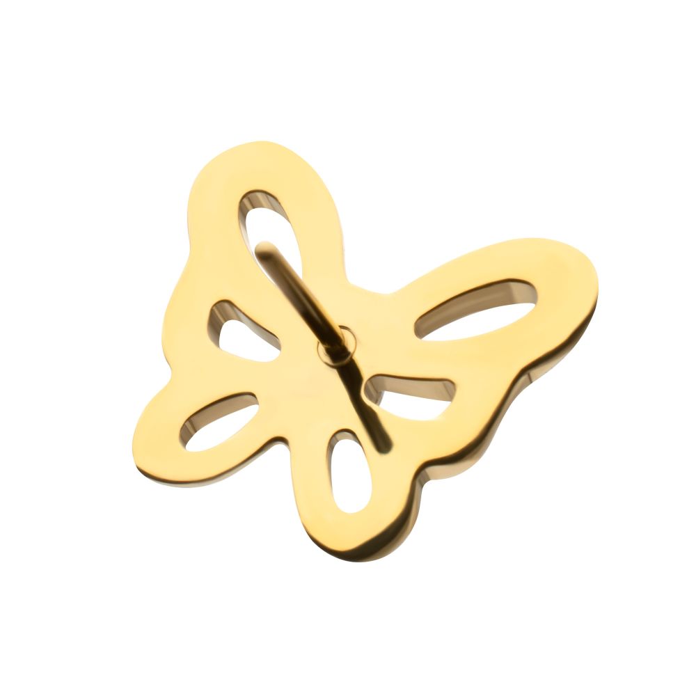 Marquise Gem Cut Out Flutter Butterfly Threadless Earring / Nosering Top – 24Kt Gold PVD Titanium
