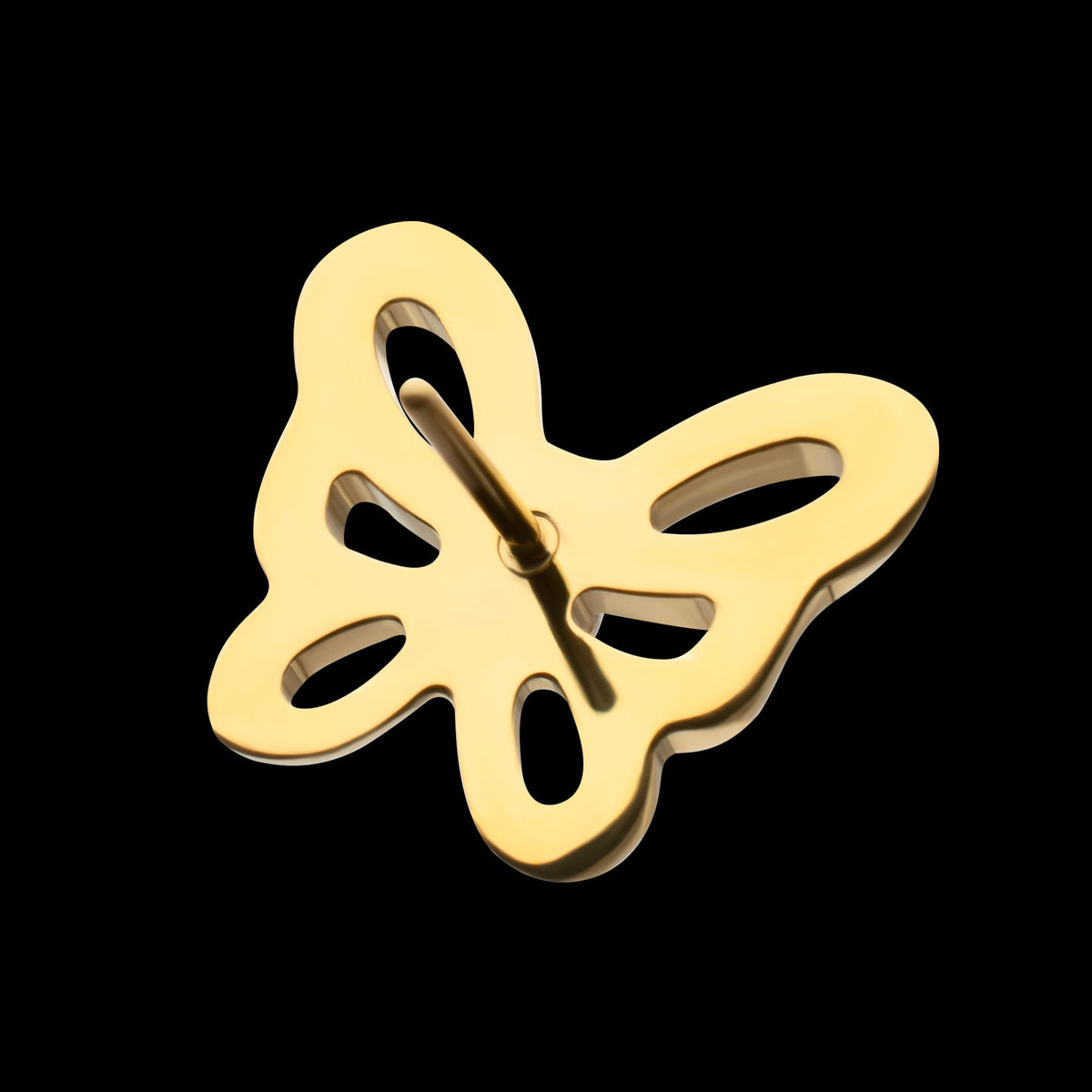 Marquise Gem Cut Out Flutter Butterfly Threadless Earring / Nosering Top – 24Kt Gold PVD Titanium