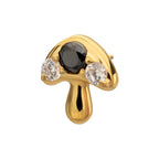 Prong-Set Triple Gem Mushroom Threadless Earring / Nosering – 24Kt Gold PVD Titanium