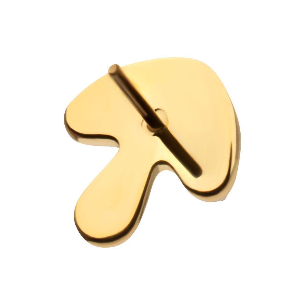 Prong-Set Triple Gem Mushroom Threadless Earring / Nosering – 24Kt Gold PVD Titanium