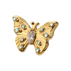 Prong-Set Gem Multi-Gem Butterfly Threadless Earring / Nosering – 24Kt Gold PVD Titanium