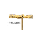 Prong-Set Gem Multi-Gem Butterfly Threadless Earring / Nosering – 24Kt Gold PVD Titanium