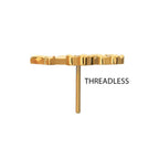 Prong-Set Gem Triple Flower & Stem Threadless Earring / Nosering – 24Kt Gold PVD Titanium