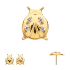 Lucky Ladybug Threadless Earring / Nosering Top – Gem & 24Kt Gold PVD Titanium