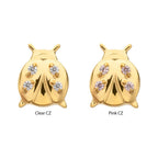 Lucky Ladybug Threadless Earring / Nosering Top – Gem & 24Kt Gold PVD Titanium