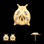 Lucky Ladybug Threadless Earring / Nosering Top – Gem & 24Kt Gold PVD Titanium