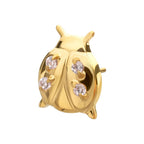 Lucky Ladybug Threadless Earring / Nosering Top – Gem & 24Kt Gold PVD Titanium