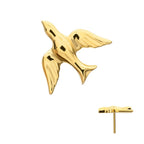 Flying Swallow Threadless Earring / Nosering – 24Kt Gold PVD Titanium