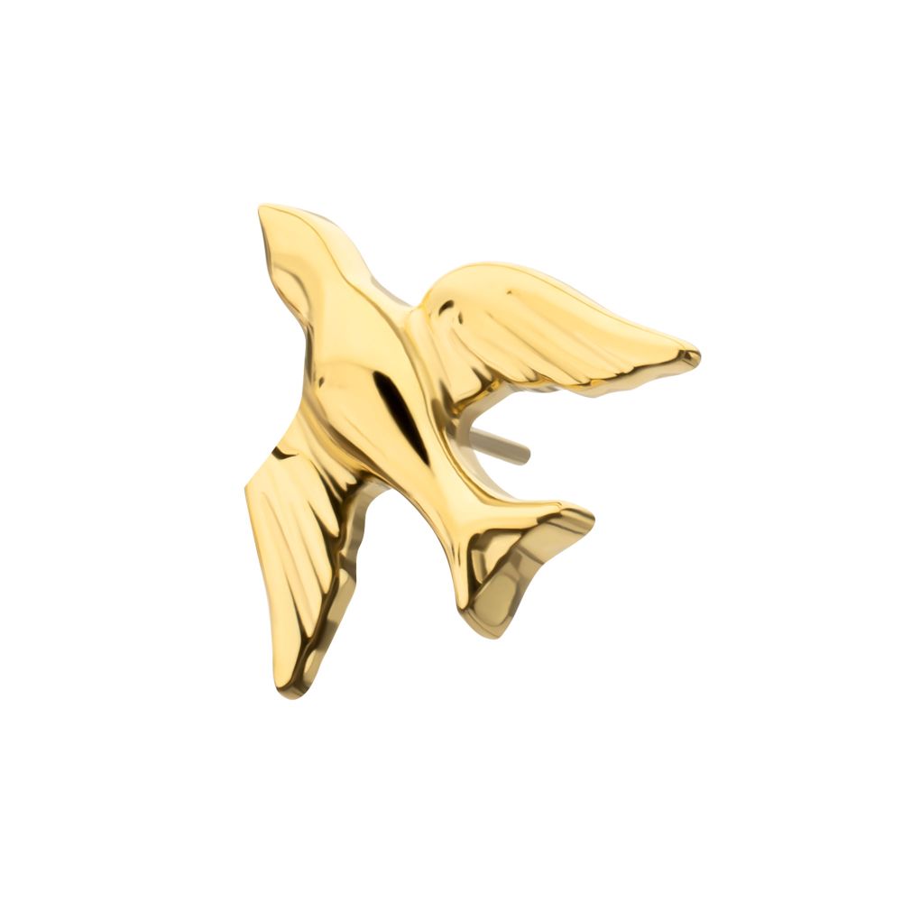 Flying Swallow Threadless Earring / Nosering – 24Kt Gold PVD Titanium