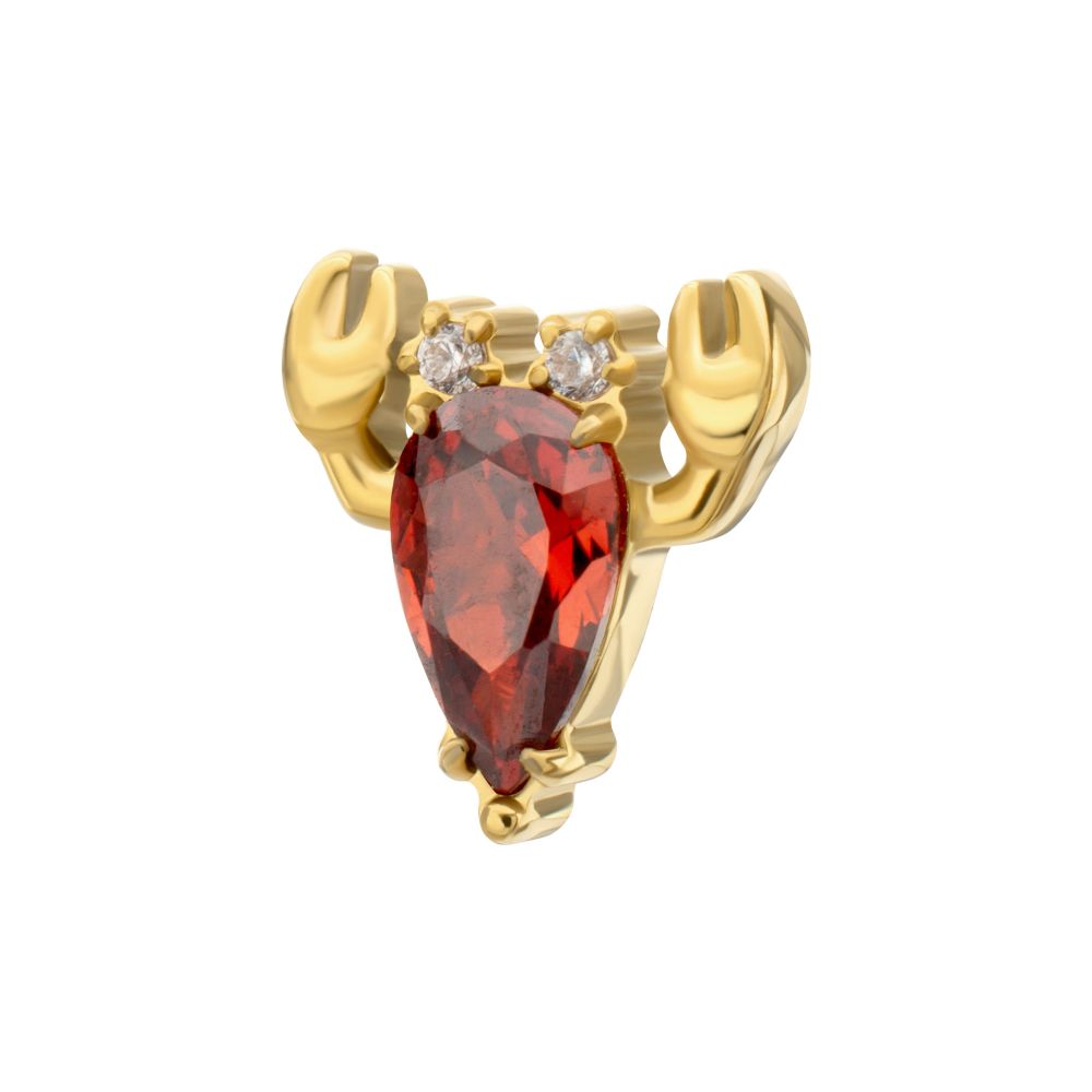 Prong-Set Gem Lobster Threadless Earring / Nosering – 24Kt Gold PVD Titanium