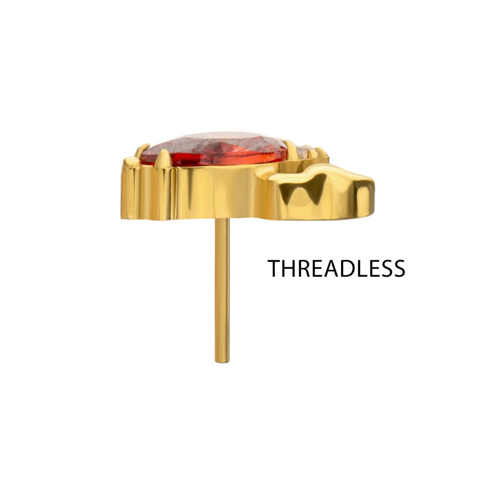 Prong-Set Gem Lobster Threadless Earring / Nosering – 24Kt Gold PVD Titanium