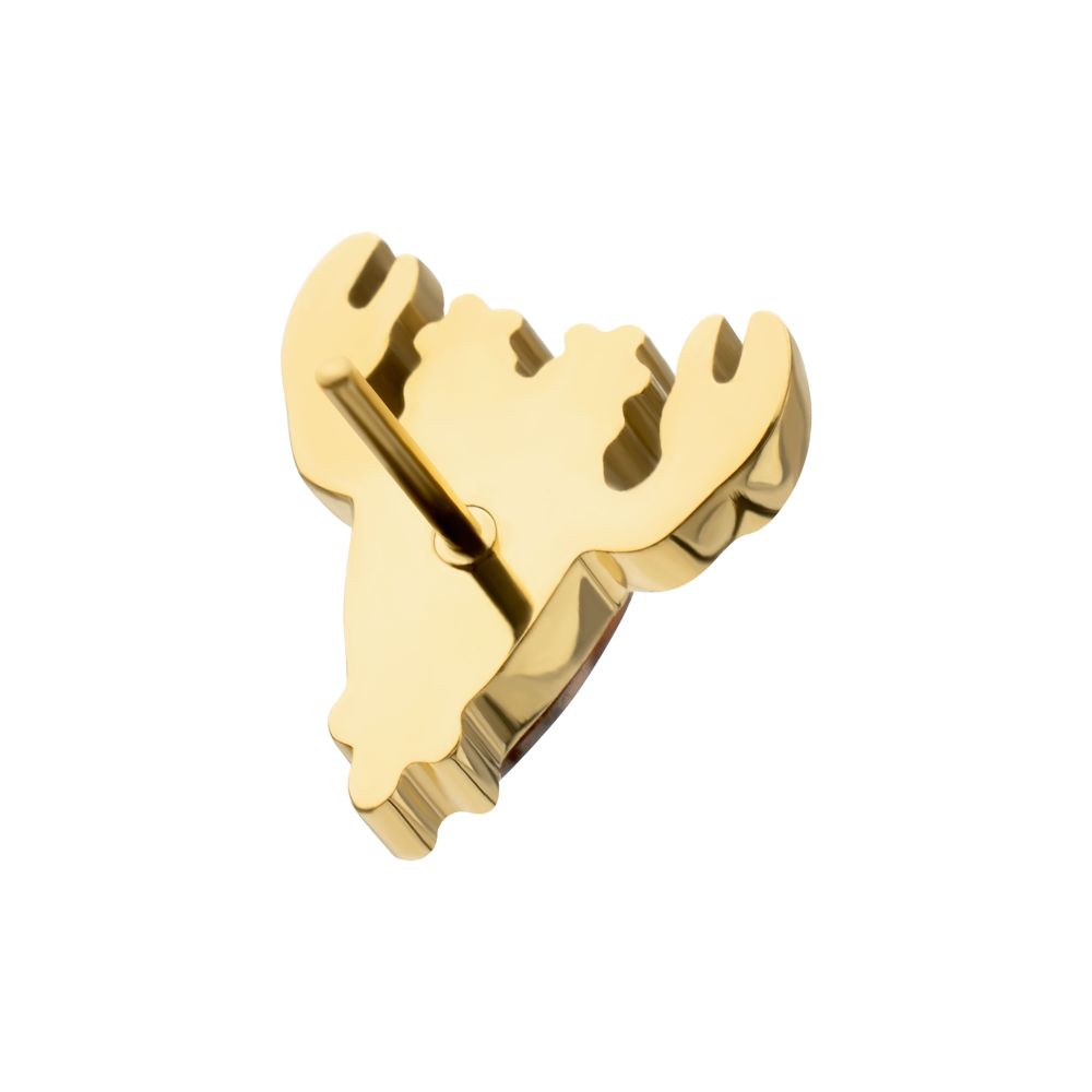 Prong-Set Gem Lobster Threadless Earring / Nosering – 24Kt Gold PVD Titanium
