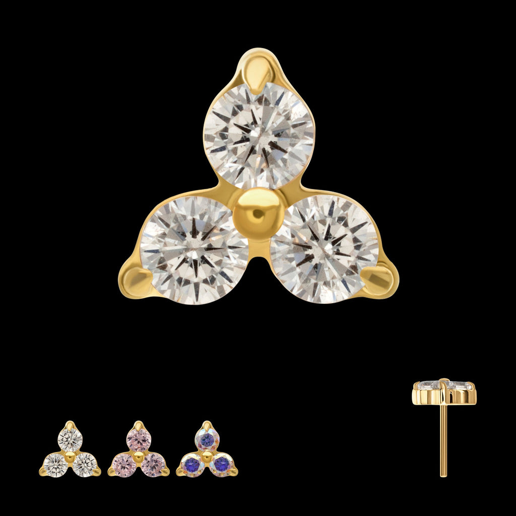 Refined Trinity Threadless Earring / Nosering – 24Kt Gold PVD Titanium