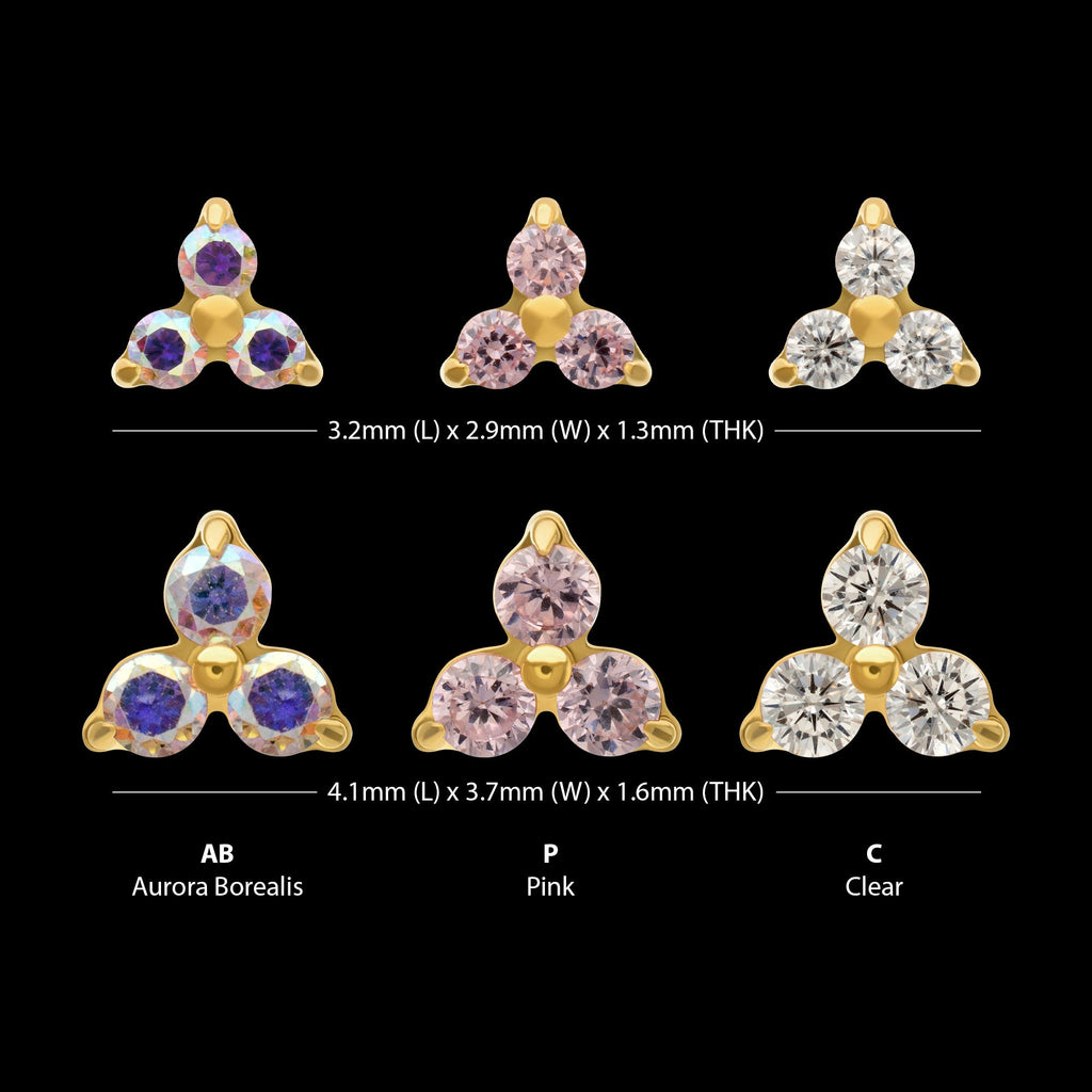 Refined Trinity Threadless Earring / Nosering – 24Kt Gold PVD Titanium