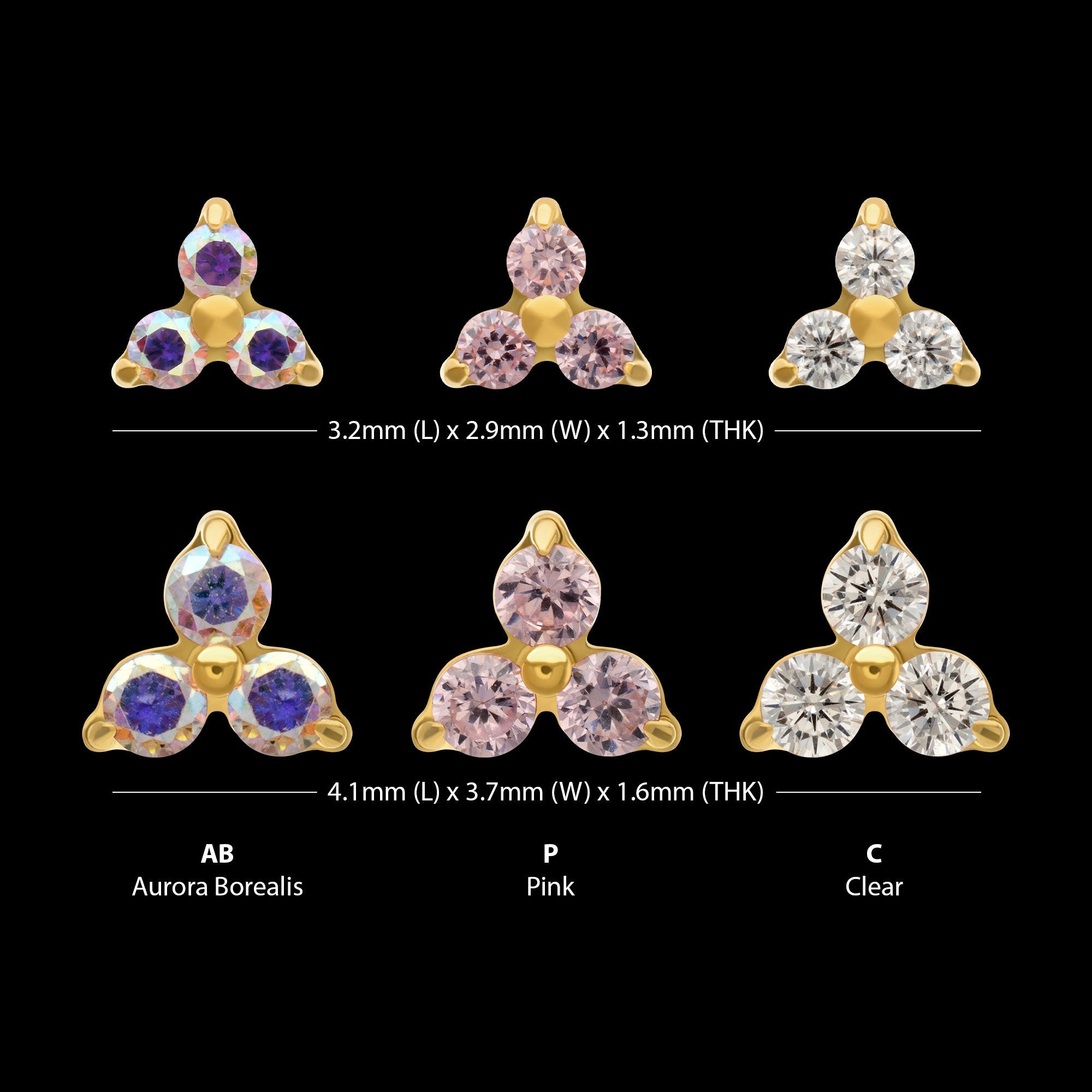 Refined Trinity Threadless Earring / Nosering – 24Kt Gold PVD Titanium