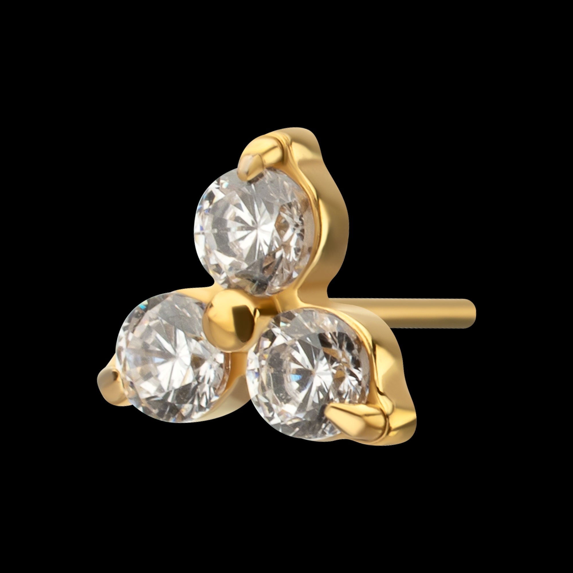 Refined Trinity Threadless Earring / Nosering – 24Kt Gold PVD Titanium