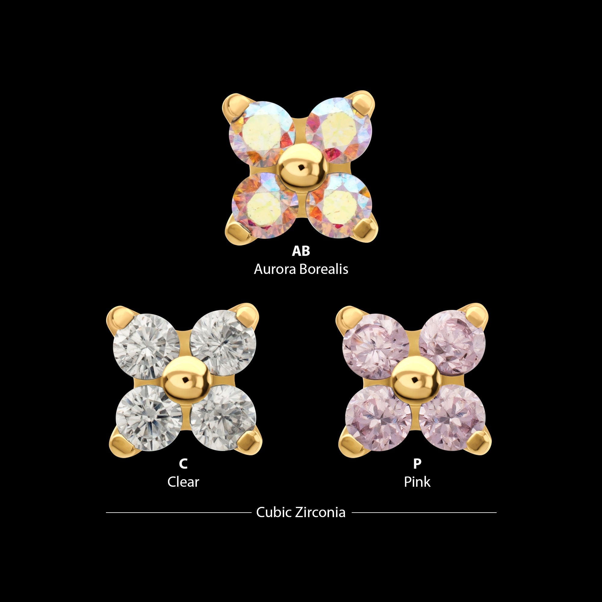 Quadra Low-Profile Threadless Earring / Nosering – 24Kt Gold PVD Titanium