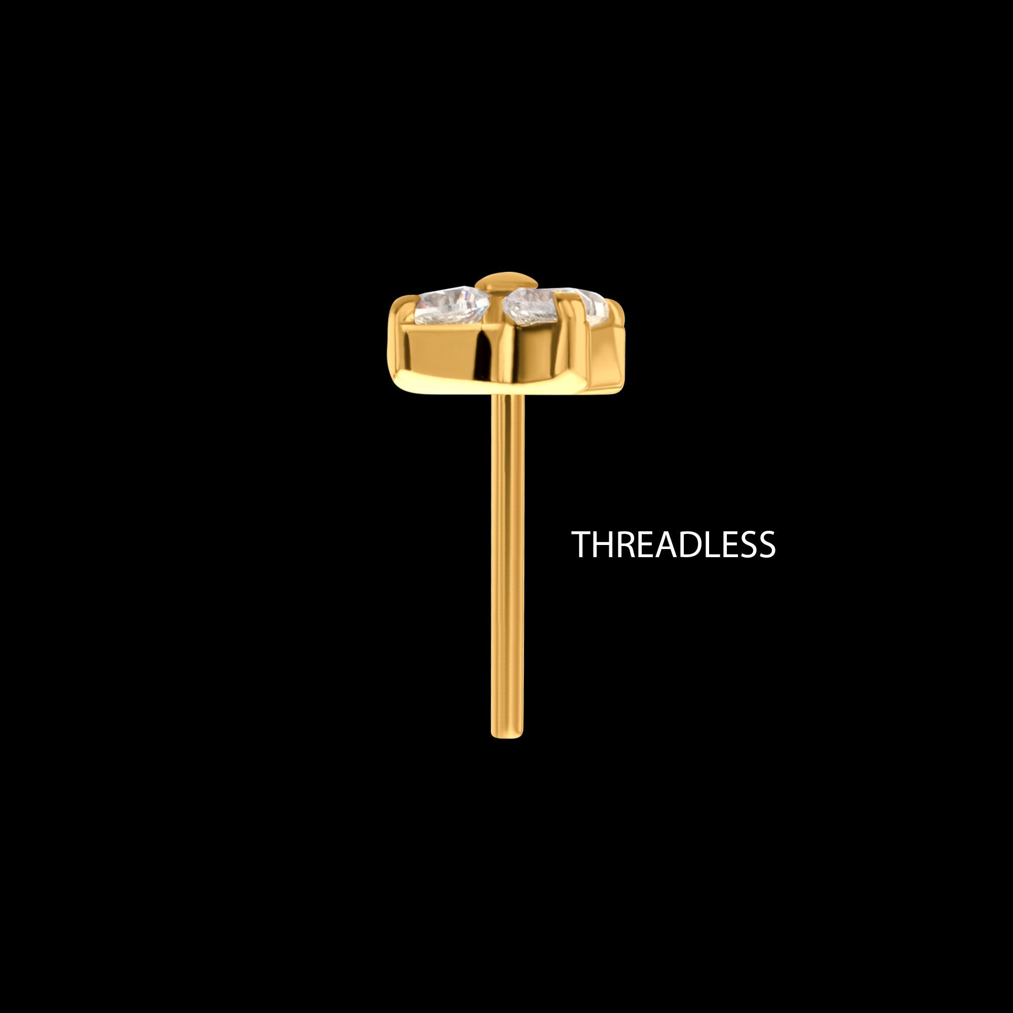 Quadra Low-Profile Threadless Earring / Nosering – 24Kt Gold PVD Titanium