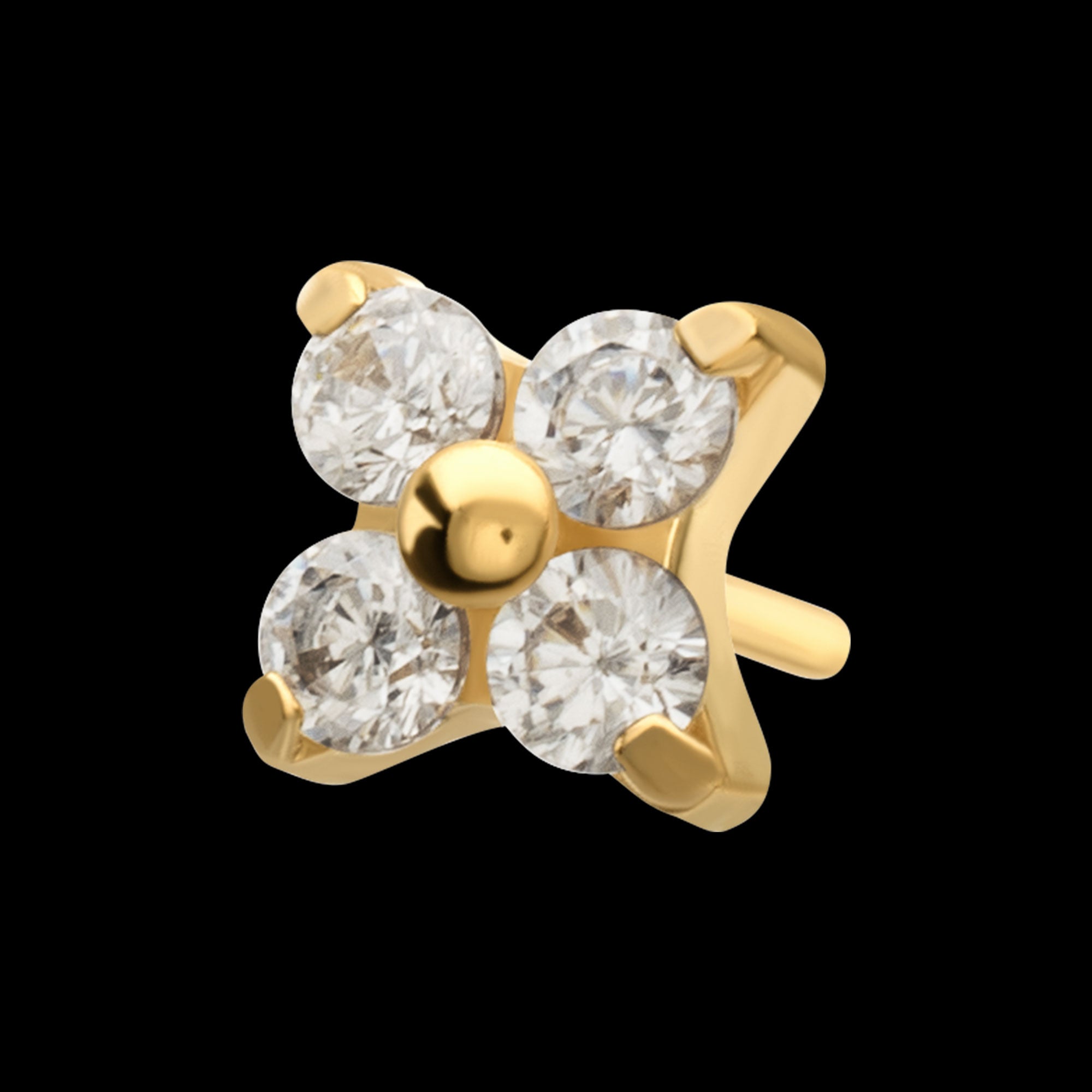 Quadra Low-Profile Threadless Earring / Nosering – 24Kt Gold PVD Titanium