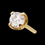4-Prong Round Gem Flat-Base Low-Profile Threadless Earring / Nosering – 24Kt Gold PVD Titanium