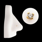 4-Prong Round Gem Flat-Base Low-Profile Threadless Earring / Nosering – 24Kt Gold PVD Titanium