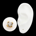 4-Prong Round Gem Flat-Base Low-Profile Threadless Earring / Nosering – 24Kt Gold PVD Titanium