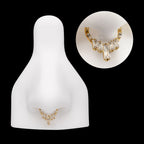 7-Baguette Prong-Set Gem Cluster Front-Facing Hinged Segment Clicker Hoop Earring / Nosering – 24Kt Gold PVD Titanium