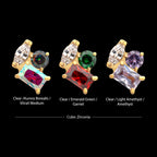 Harmony Cluster Prong Set Gem Flatback Stud Earring / Nosering - Gem in 24Kt Gold PVD Titanium
