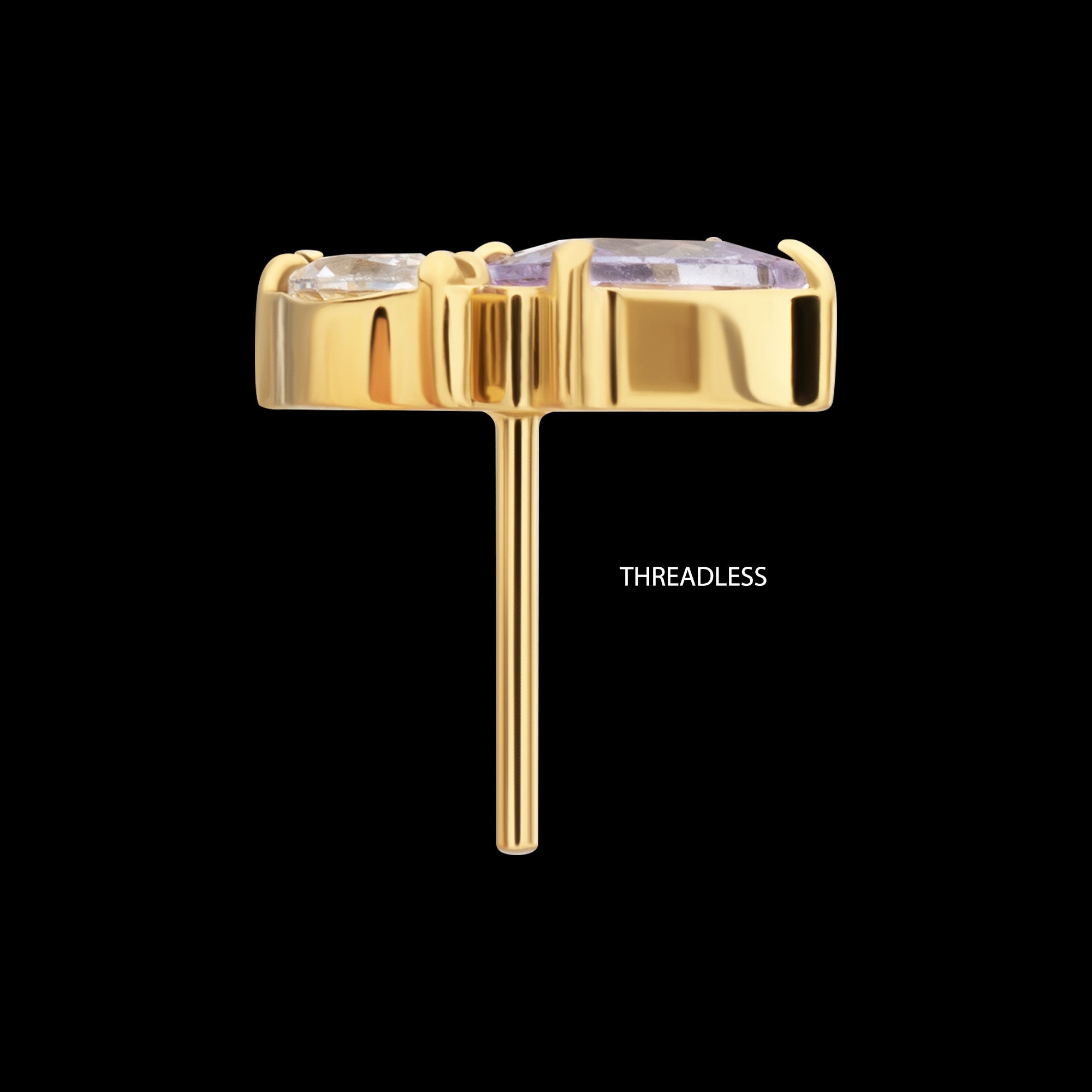 Harmony Cluster Prong Set Gem Flatback Stud Earring / Nosering - Gem in 24Kt Gold PVD Titanium