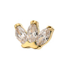 3-Marquise Gem Fan Cluster Threadless Earring / Nosering Top – Gem & 24Kt Gold PVD Titanium