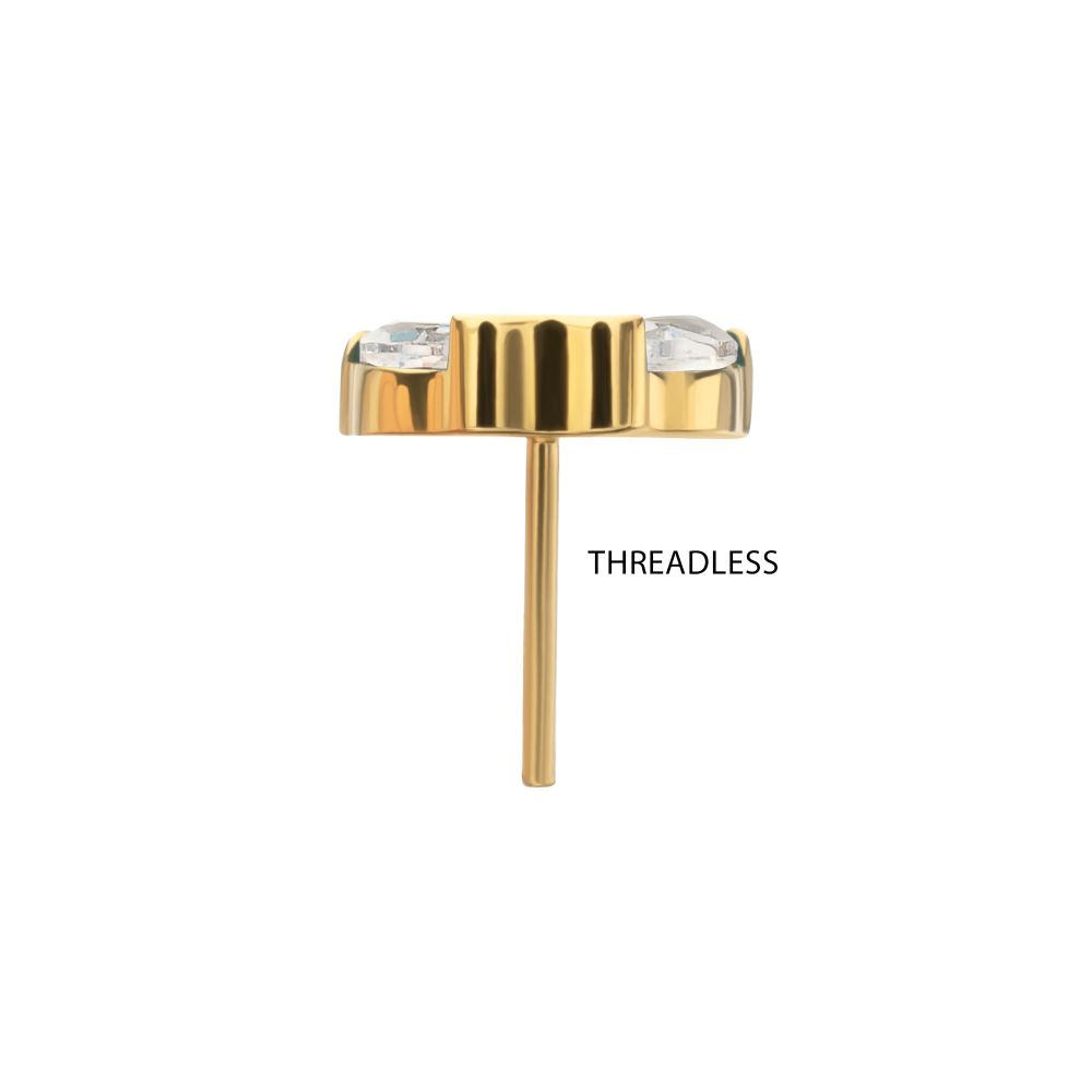 3-Marquise Gem Fan Cluster Threadless Earring / Nosering Top – Gem & 24Kt Gold PVD Titanium