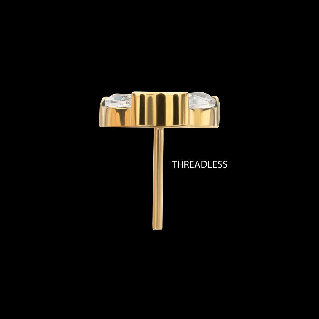 3-Marquise Gem Fan Cluster Threadless Earring / Nosering Top – Gem & 24Kt Gold PVD Titanium