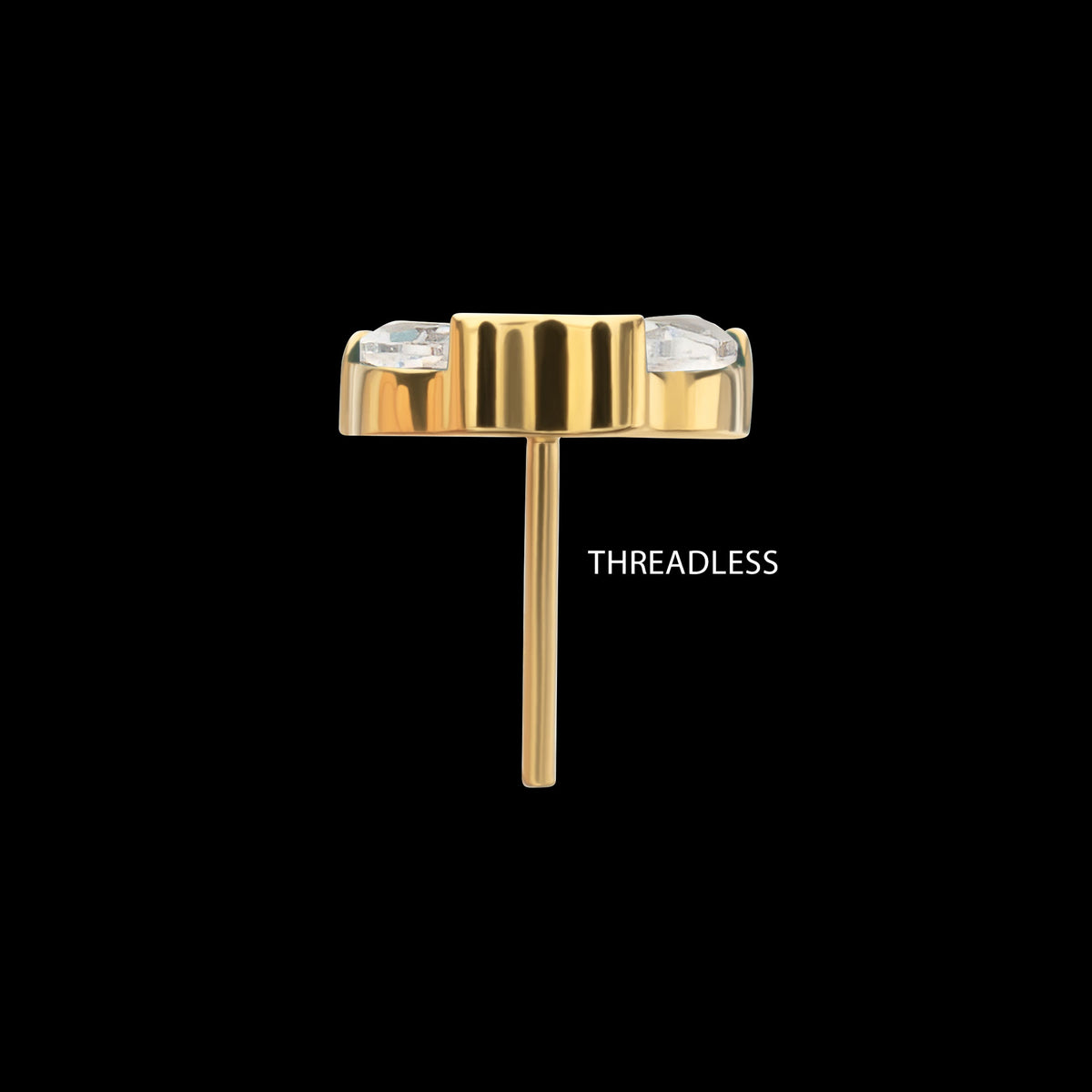 3-Marquise Gem Fan Cluster Threadless Earring / Nosering Top – Gem & 24Kt Gold PVD Titanium