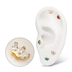 3-Marquise Gem Fan Cluster Threadless Earring / Nosering Top – Gem & 24Kt Gold PVD Titanium