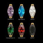 V-Prong Marquise CZ Gem Flatback Stud Earring / Nosering - CZ in 24Kt Gold PVD Titanium
