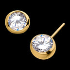 Bezel Set Swarovski Crystal Side Facing Flatback Stud Earring / Nosering - Swarovski Crystal in 24Kt Gold PVD Titanium