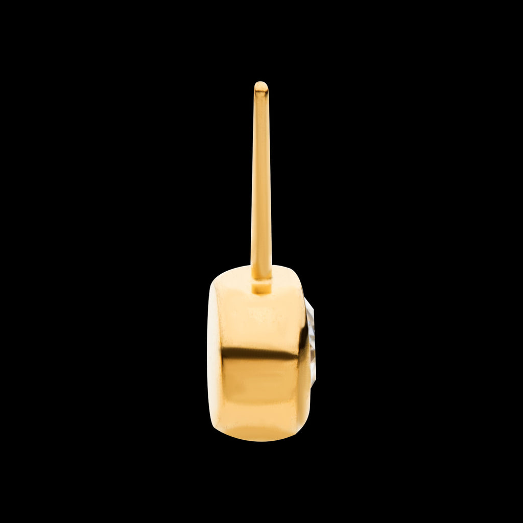 Bezel Set Swarovski Crystal Side Facing Flatback Stud Earring / Nosering - Swarovski Crystal in 24Kt Gold PVD Titanium