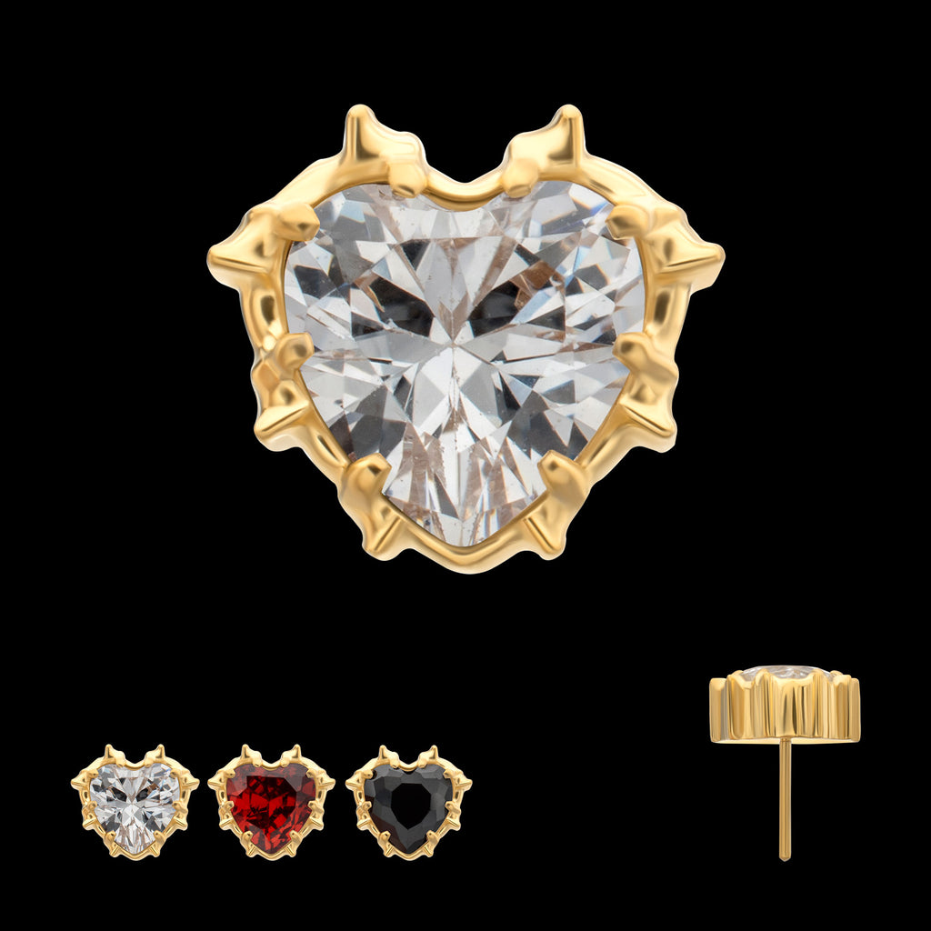 Prong Set Gem Heartbreaker Edge Flatback Stud Earring / Nosering - Gem in 24Kt Gold PVD Titanium