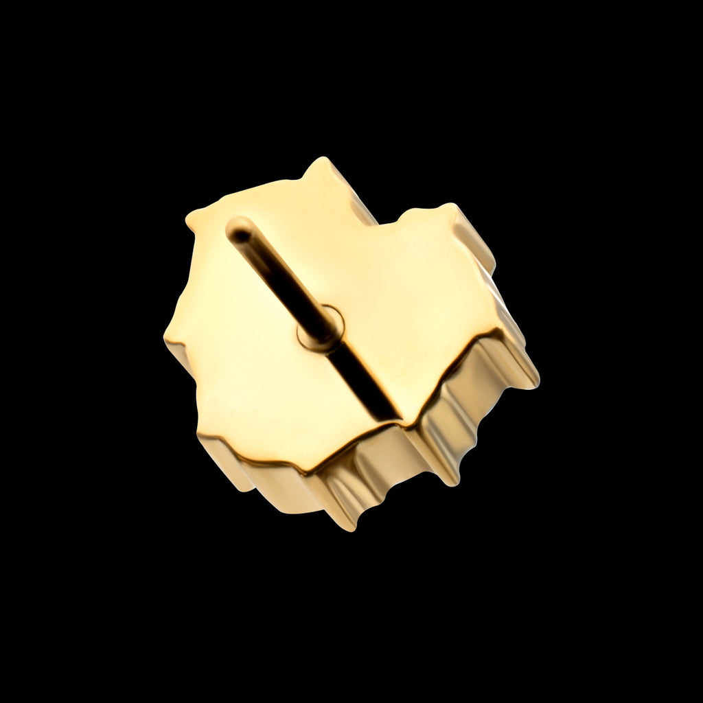 Prong Set Gem Heartbreaker Edge Flatback Stud Earring / Nosering - Gem in 24Kt Gold PVD Titanium