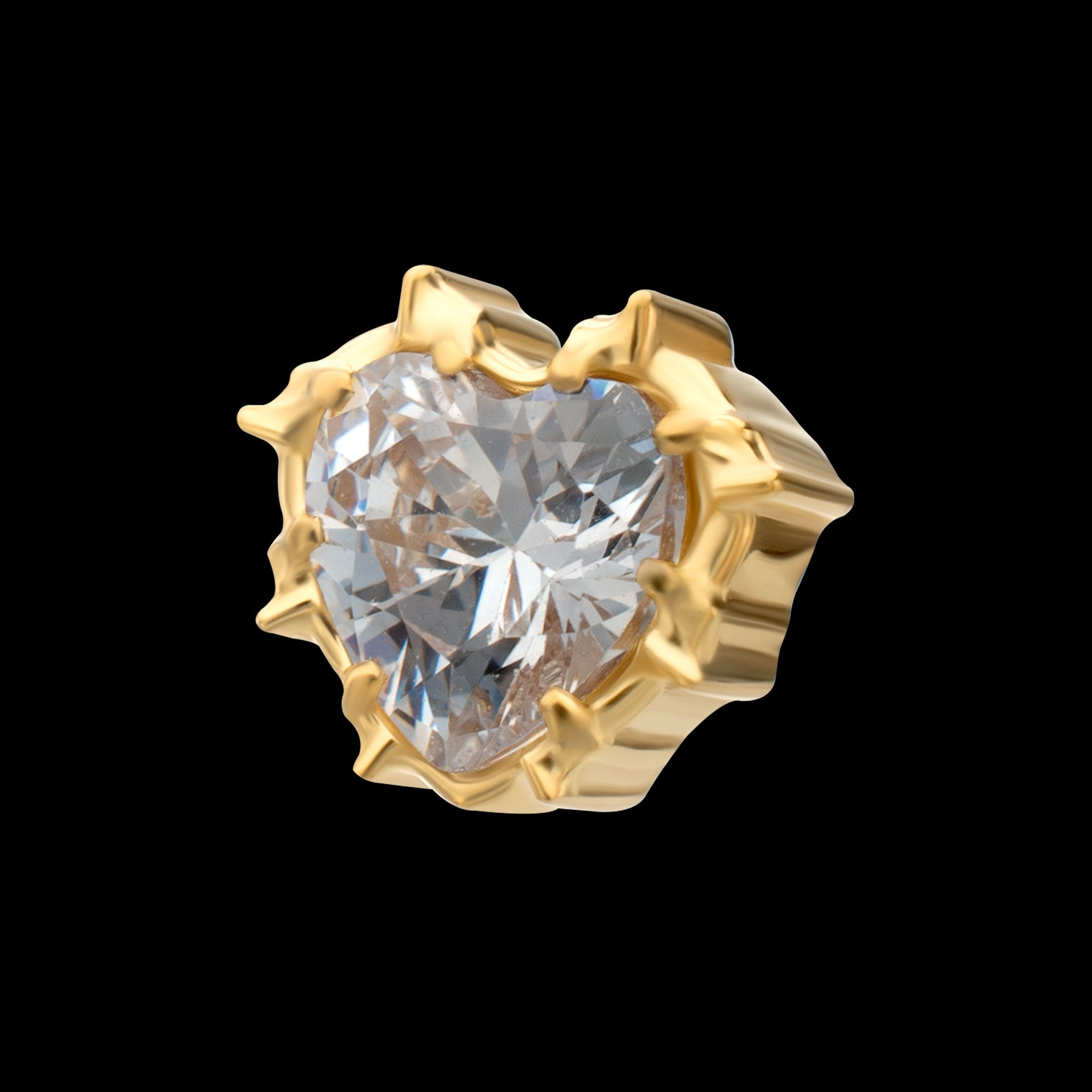 Prong Set Gem Heartbreaker Edge Flatback Stud Earring / Nosering - Gem in 24Kt Gold PVD Titanium