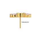 5-Marquise Gem Fan Cluster Threadless Earring / Nosering Top – Gem & 24Kt Gold PVD Titanium