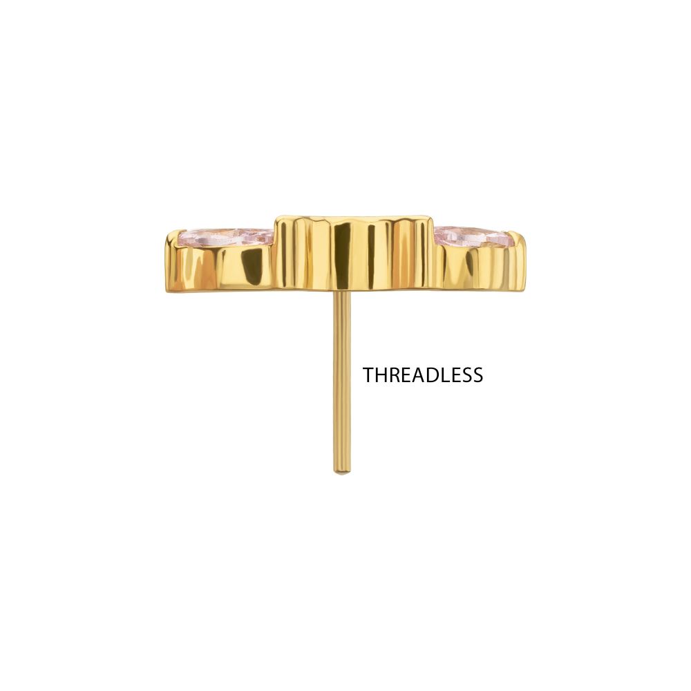 5-Marquise Gem Fan Cluster Threadless Earring / Nosering Top – Gem & 24Kt Gold PVD Titanium