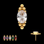 Nova Oval Prong Set Gem Flatback Stud Earring / Nosering - Gem in 24Kt Gold PVD Titanium
