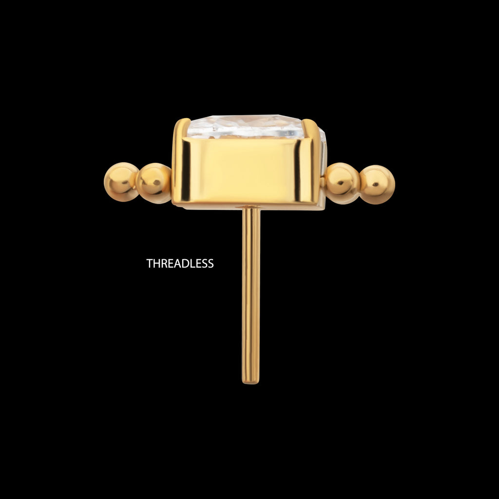 Nova Oval Prong Set Gem Flatback Stud Earring / Nosering - Gem in 24Kt Gold PVD Titanium