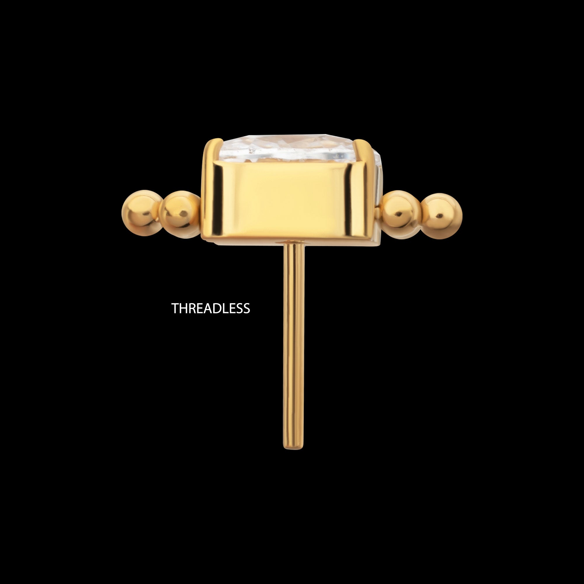 Nova Oval Prong Set Gem Flatback Stud Earring / Nosering - Gem in 24Kt Gold PVD Titanium